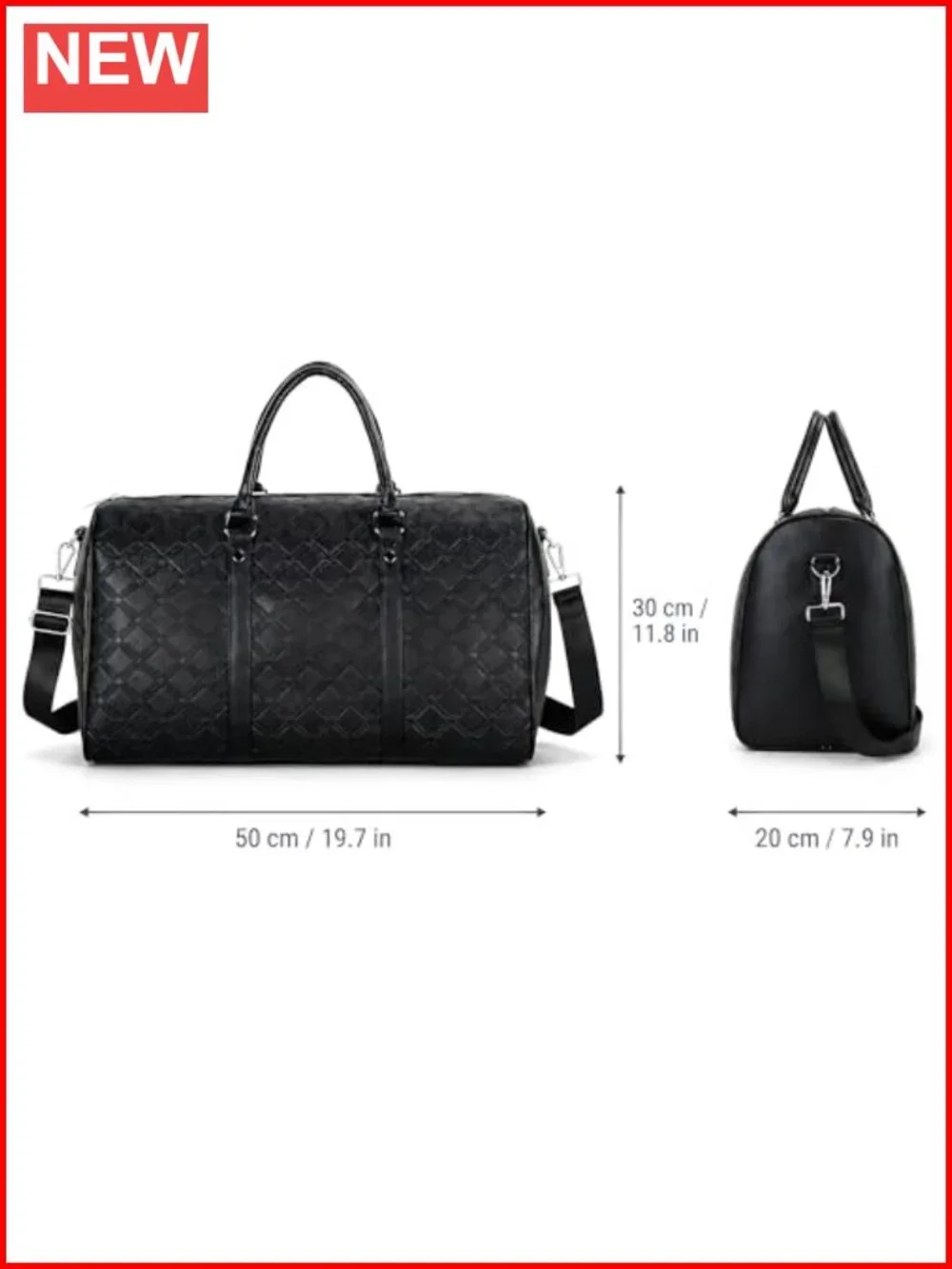 Faux Leather Gym Duffle Bag Travel Weekender Overnight Carry On